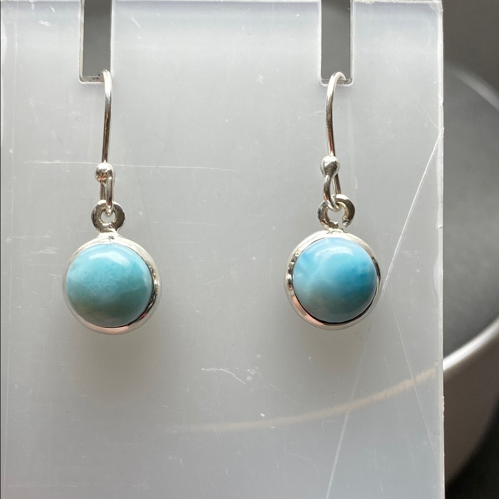 Larimar Earrings in Solid Sterling Silver 925